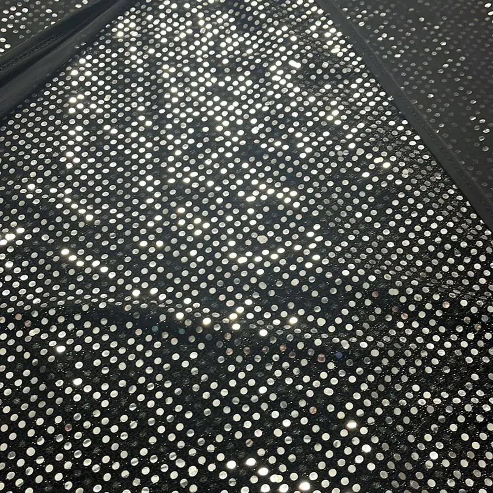 Vintage Y2K Black Sequin Formal/Cocktail Dress with sheer train